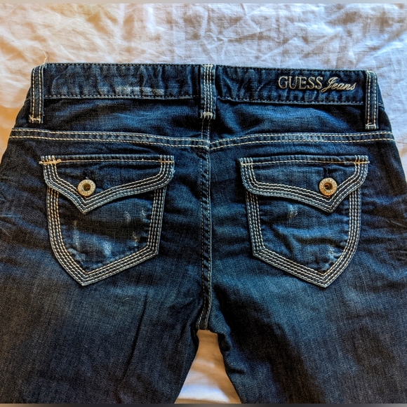 Guess Stretch, Distressed, Boot Cut Jeans - Picture 6 of 15